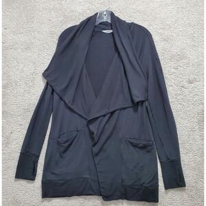 Athleta Sweater Women's XS Black Wrap Cardigan Open Front Stretch Pocket Knitted